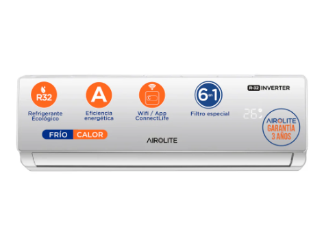 AIRE ACONDICIONADO SPLIT MURO FRÍO-CALOR 24000 BTU INV AIROLITE