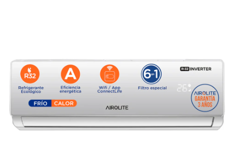 AIRE ACONDICIONADO SPLIT MURO FRÍO-CALOR 12000 BTU INV AIROLITE