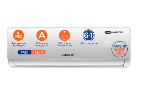 AIRE ACONDICIONADO SPLIT MURO FRÍO-CALOR 9000 BTU INV AIROLITE