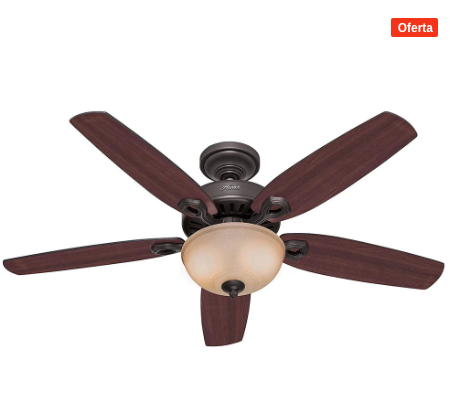 VENTILADOR DE TECHO HUNTER BUILDER’S DELUXE 52" CON LUZ